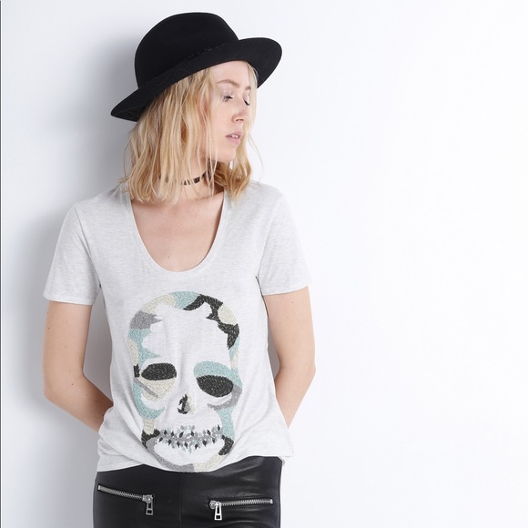 Zadig & Voltaire Tops - Zadig And Voltaire Skull Embroidered Tee